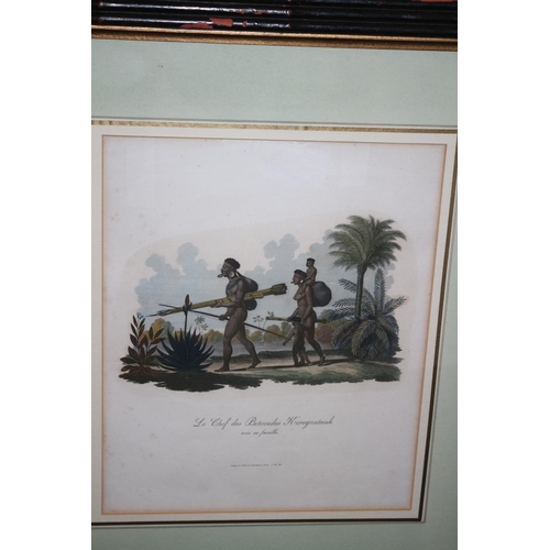 509 - Two Framed And Glazed Engravings . Les Indiens En Route Portuagais Chasseurs Prince Nevwied 71cm x 4... 