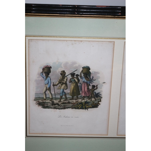 509 - Two Framed And Glazed Engravings . Les Indiens En Route Portuagais Chasseurs Prince Nevwied 71cm x 4... 