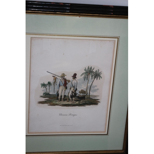 509 - Two Framed And Glazed Engravings . Les Indiens En Route Portuagais Chasseurs Prince Nevwied 71cm x 4... 