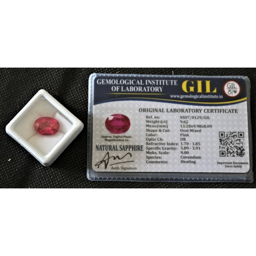 513 - Synthetic Sapphire With GIL Certificate, Weight (ct) 9.62. Shape And Cut Oval Mixed