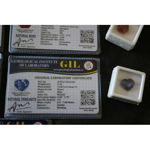 514 - 5 Synthetic Stones Including Sapphire With GIL Certificate, Weight (ct) 10.87. Shape And Cut Oval Mi... 