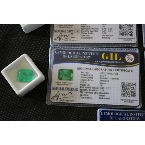 514 - 5 Synthetic Stones Including Sapphire With GIL Certificate, Weight (ct) 10.87. Shape And Cut Oval Mi... 