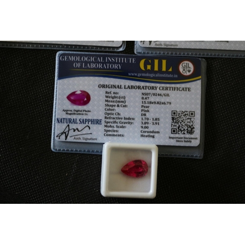 514 - 5 Synthetic Stones Including Sapphire With GIL Certificate, Weight (ct) 10.87. Shape And Cut Oval Mi... 