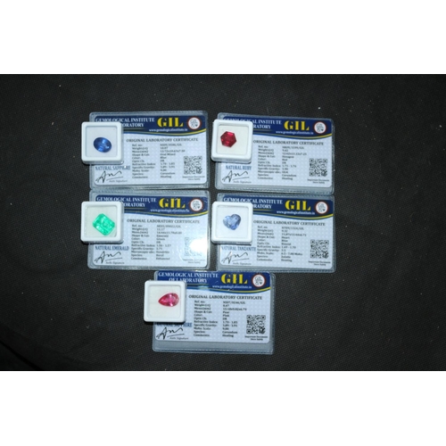 514 - 5 Synthetic Stones Including Sapphire With GIL Certificate, Weight (ct) 10.87. Shape And Cut Oval Mi... 