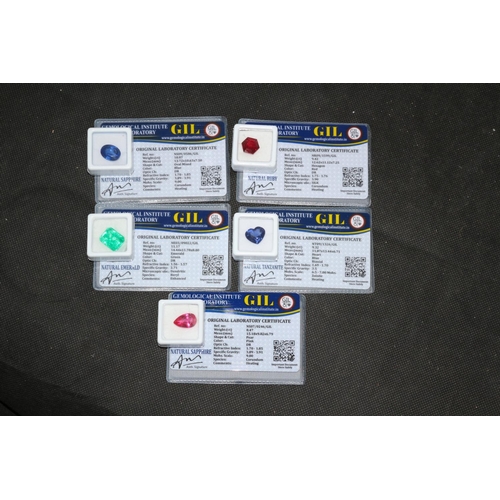 514 - 5 Synthetic Stones Including Sapphire With GIL Certificate, Weight (ct) 10.87. Shape And Cut Oval Mi... 