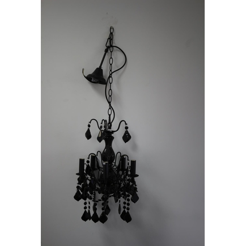 523 - A New  Black Chandelier in Box with Bulbs