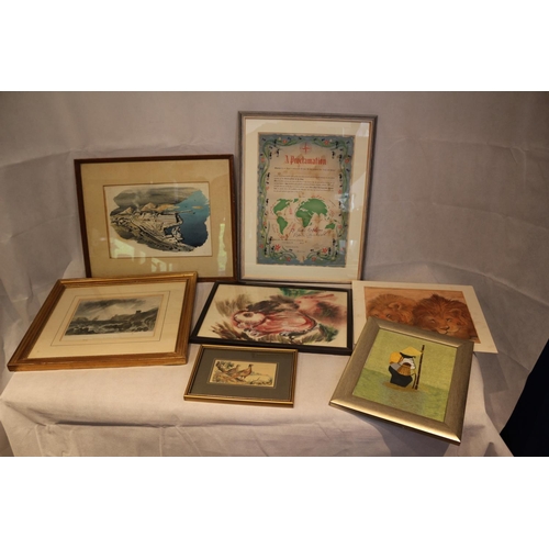 529 - A good Selection Of Paintings In Mixed Media Plus Engraving and Prints