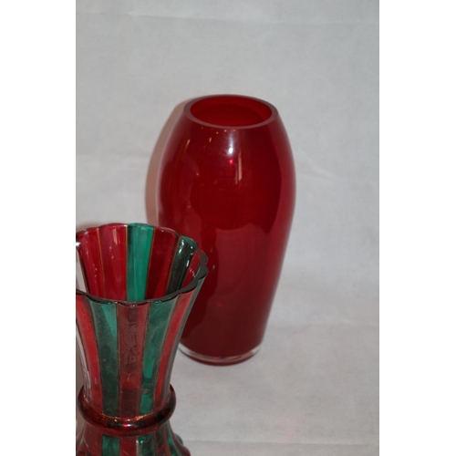 532 - A Great Selection Of Various Coloured Vases With The Tallest At 33 CM High