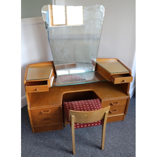 561 - 1950's G-Plan - Brandon Dressing Table With Mirror, Glass Shelf and glass Tops, Comes Complete with ... 