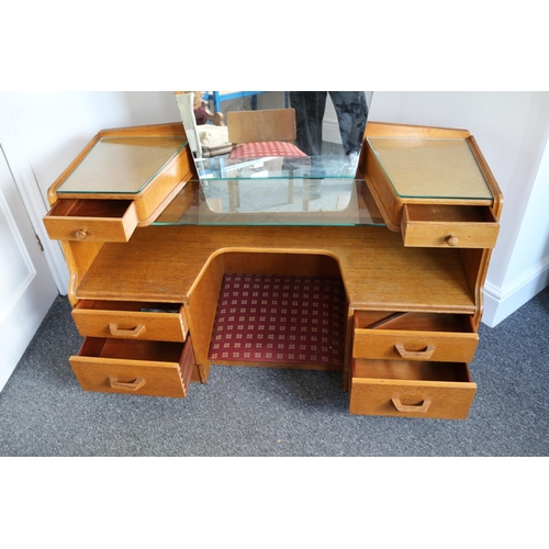 561 - 1950's G-Plan - Brandon Dressing Table With Mirror, Glass Shelf and glass Tops, Comes Complete with ... 