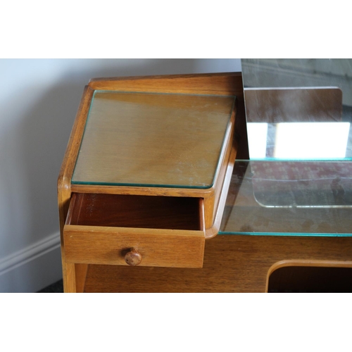 561 - 1950's G-Plan - Brandon Dressing Table With Mirror, Glass Shelf and glass Tops, Comes Complete with ... 