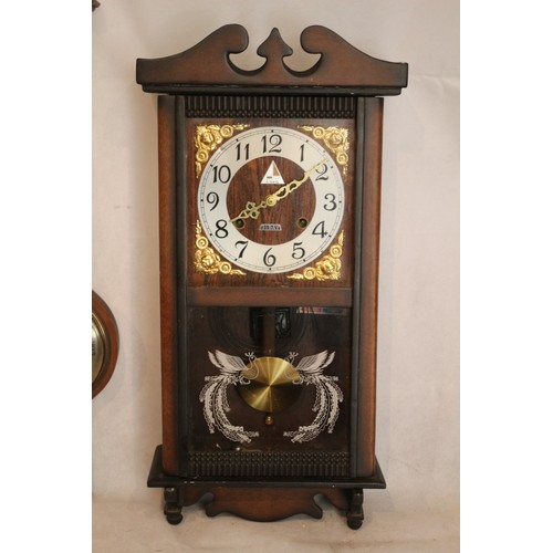 1 - 31 Day Working In Case Wall Clock With Chimes By Lava, plus a Banjo Style Barometer