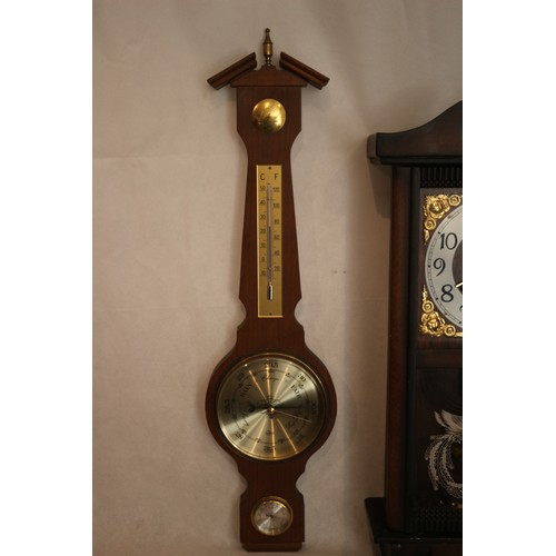 1 - 31 Day Working In Case Wall Clock With Chimes By Lava, plus a Banjo Style Barometer