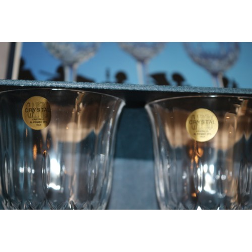 14 - 4 New Boxed Capri Crystal Glass Wine Glasses