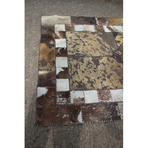 16 - Vintage African Hide Patchwork Rug Of Good Size 2.42M x 1.56M. Hides From Various Species. One Patch... 