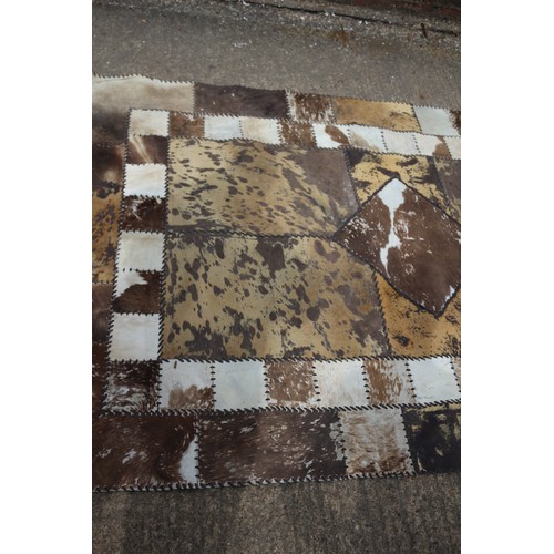 16 - Vintage African Hide Patchwork Rug Of Good Size 2.42M x 1.56M. Hides From Various Species. One Patch... 