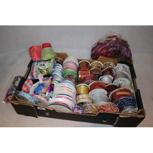 25 - A Box Containing A Large Quantity Of Mainly New Ribbon Of Various Sizes And Patterns, Still on Reels... 