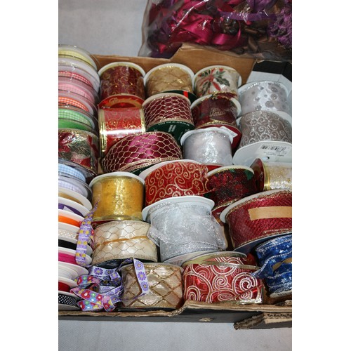 25 - A Box Containing A Large Quantity Of Mainly New Ribbon Of Various Sizes And Patterns, Still on Reels... 