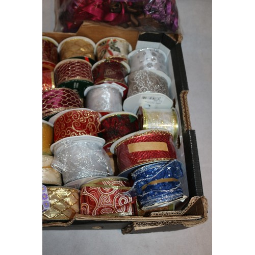 25 - A Box Containing A Large Quantity Of Mainly New Ribbon Of Various Sizes And Patterns, Still on Reels... 