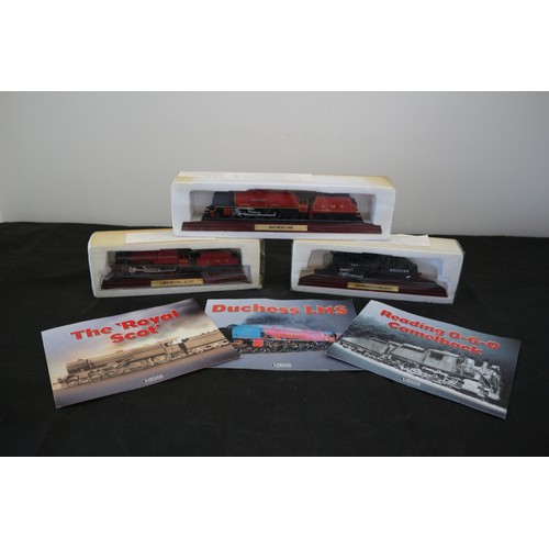 38 - 3 Model Locomotives on Plaques with information Leaflet By Atlas Editions, Locomotives are the Royal... 