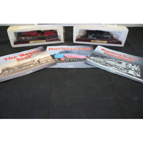 38 - 3 Model Locomotives on Plaques with information Leaflet By Atlas Editions, Locomotives are the Royal... 