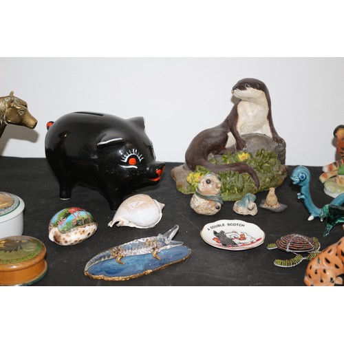 40 - A large Assortment of Animal themed Items Including Good Size Brass Horse, A Brass Turtle and and a ... 