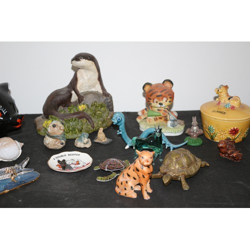 40 - A large Assortment of Animal themed Items Including Good Size Brass Horse, A Brass Turtle and and a ... 