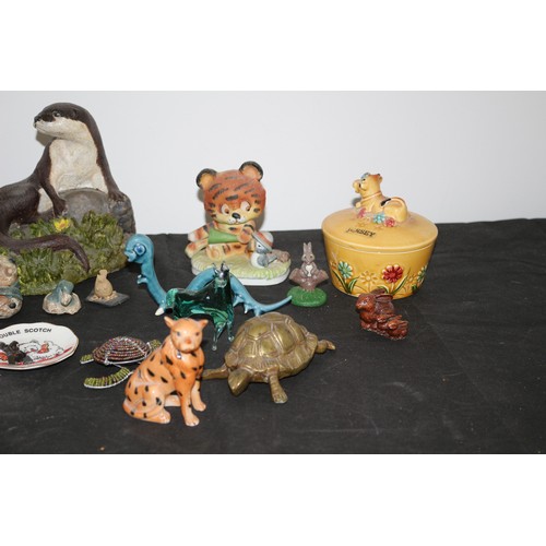 40 - A large Assortment of Animal themed Items Including Good Size Brass Horse, A Brass Turtle and and a ... 