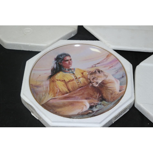 44 - 4 Collectors Plates having a Native Indian theme of a Limited Edition run By The Franklin Mint Heirl... 