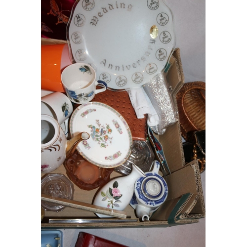 61 - Want a Rummage? Try this Bootfair Box Includes many Items Like Vase, Plates and a Water Bottle with ... 