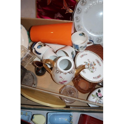 61 - Want a Rummage? Try this Bootfair Box Includes many Items Like Vase, Plates and a Water Bottle with ... 