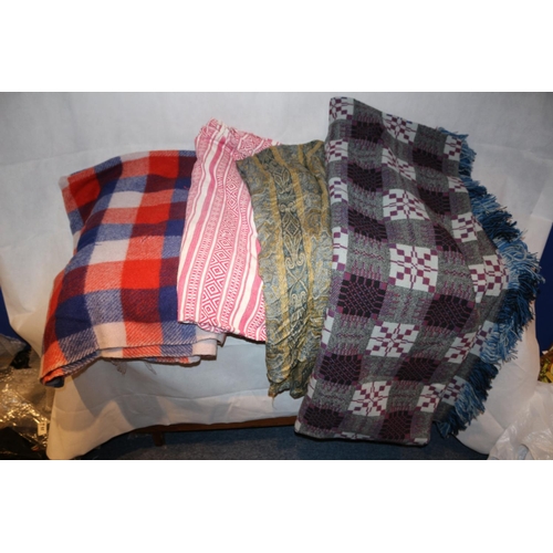 68 - A Box of Various Blankets and Throws