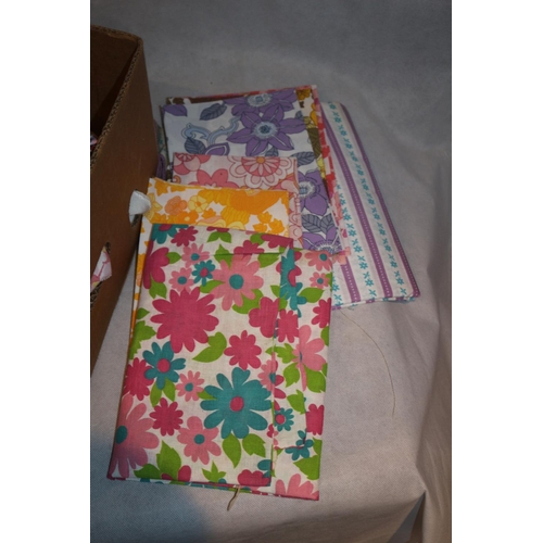 69 - A Box Containing a Large assortment of Fabric from Various ages and of Various Patterns