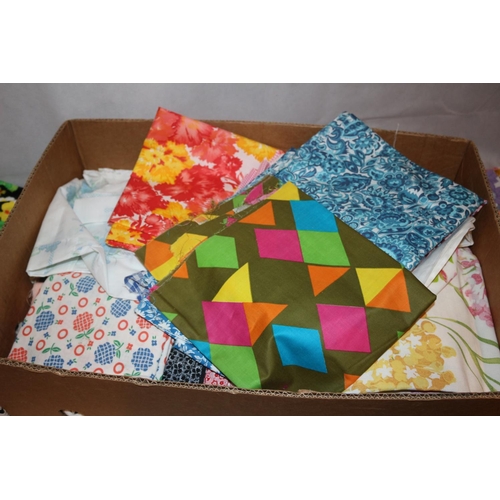 69 - A Box Containing a Large assortment of Fabric from Various ages and of Various Patterns