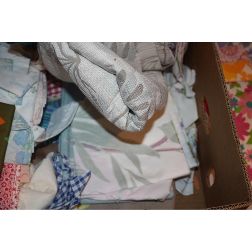 69 - A Box Containing a Large assortment of Fabric from Various ages and of Various Patterns