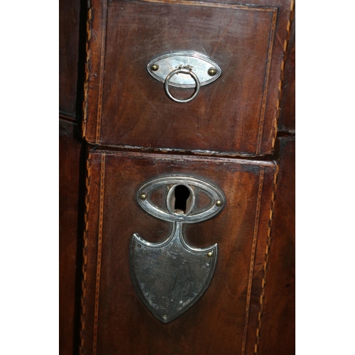 173 - Antique Believed To Be Georgian Inlayed Knife Box. With White Metal Believed To Be Silver Shield