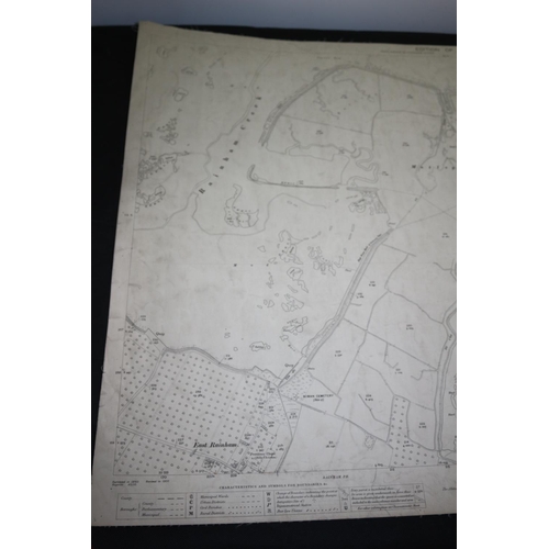 174 - 1908 Linen Backed Ordnance Survey Map By Edward Stanford Ltd of London. North Eastern or Faversham D... 