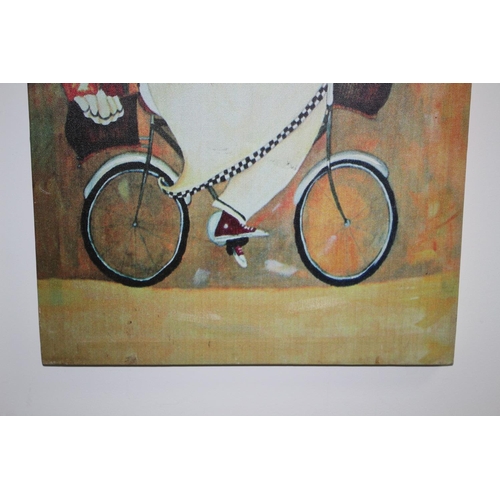 175 - Print On Canvas Of Comical French Chef On Bicycle