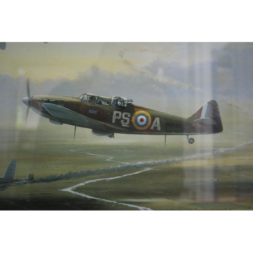 176 - Framed And Glazed Print Titled Boulton Paul Deviant's 264 Squadron 1940/41 By Barry Price. 56CM X48C... 