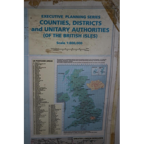 193 - Large Laminated Counties Map Of The British Isle