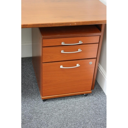 203 - Wooden Desk Complete With 3 Drawer Cabinet Which Can Be Placed On Right Or Left Side .Size Approx 12... 