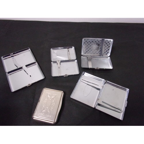 245 - An Assortment Of Metal Cigarette Cases With Various Patterns on Front Side