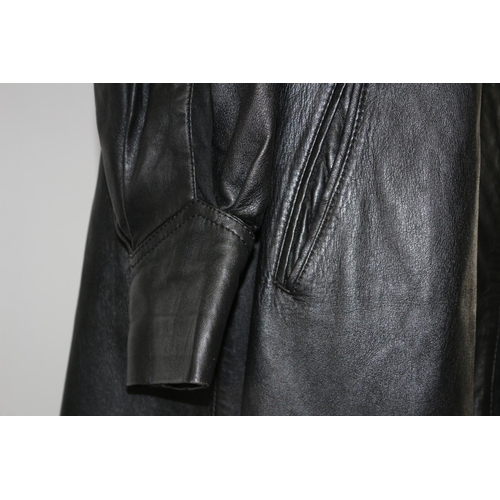 262 - 70's/80's Ladies Black Leather Coat Un-sized. Mannequin not included But see Lot 130