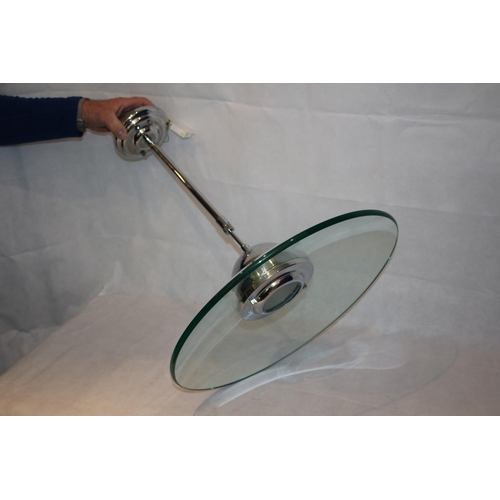 269 - Heavy chrome and Slightly smoked concave Glass Shaded Ceiling light. un tested