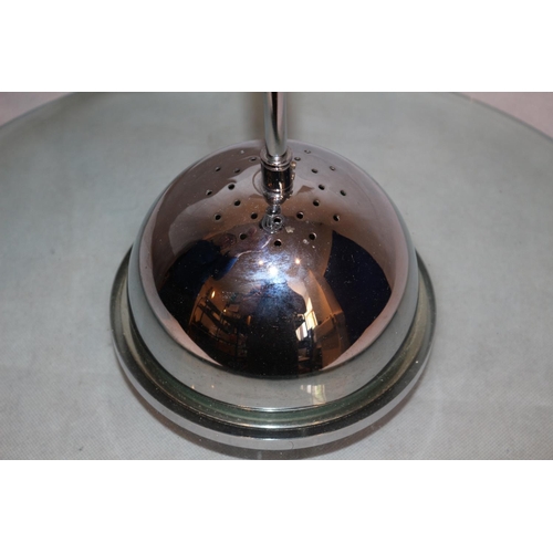 269 - Heavy chrome and Slightly smoked concave Glass Shaded Ceiling light. un tested