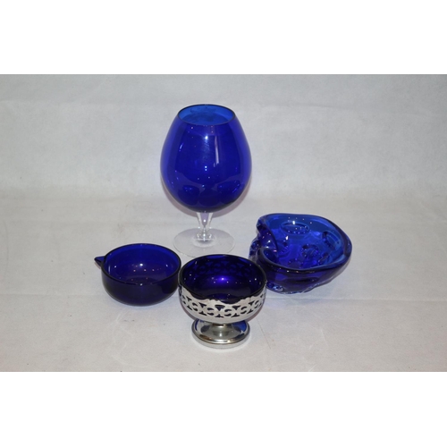 270 - A selection of 4 pretty Blue  Glass items