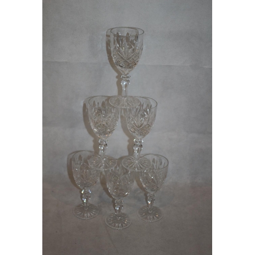 271 - Six Crystal Sherry Glasses