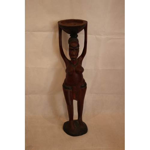 273 - Hand Carved Wooden Statue Study of African Lady 56cm Tall