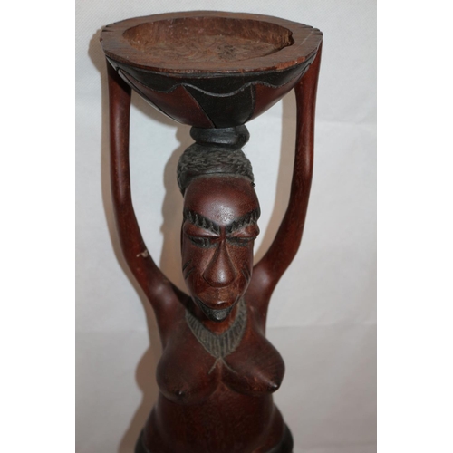 273 - Hand Carved Wooden Statue Study of African Lady 56cm Tall