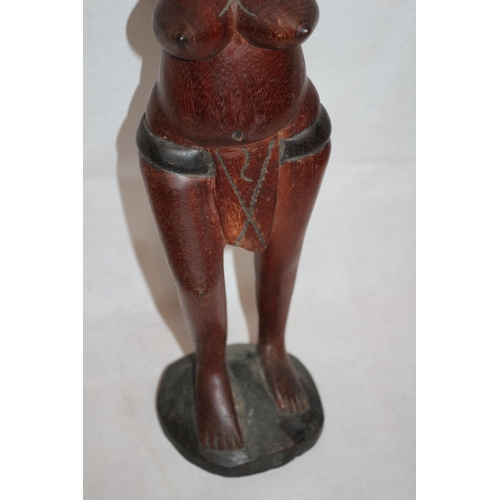 273 - Hand Carved Wooden Statue Study of African Lady 56cm Tall